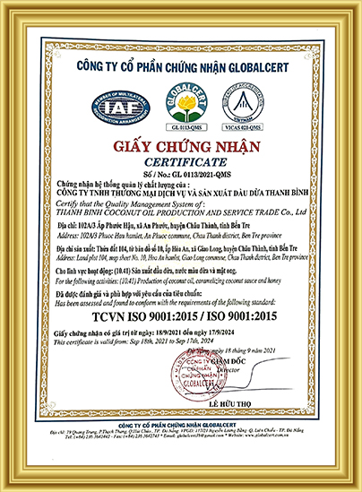  - Dầu Dừa Thanh Bình - Công Ty TNHH Thương Mại Dịch Vụ Và Sản Xuất Dầu Dừa Thanh Bình